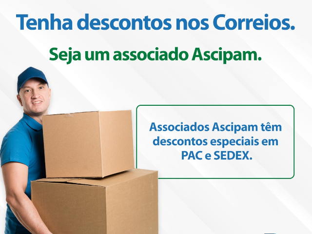 Ascipam firma importante convênio com os Correios – Redução no envio de mercadorias pode chegar a 40%