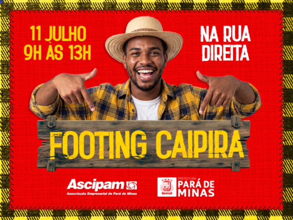 Footing Caipira promete movimentar o centro de Pará de Minas com cultura, música e valorização do comércio local